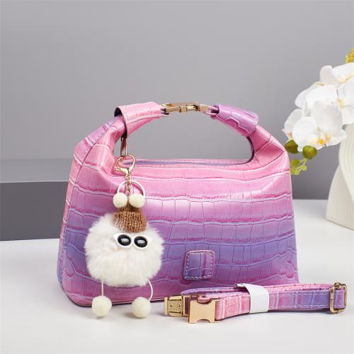 PU Leather Easy Matching Shoulder Bag with hanging ornament Stone Grain PC
