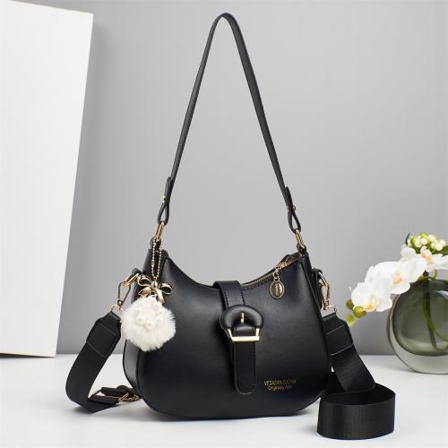 PU Leather Shoulder Bag with hanging ornament & with chain PC