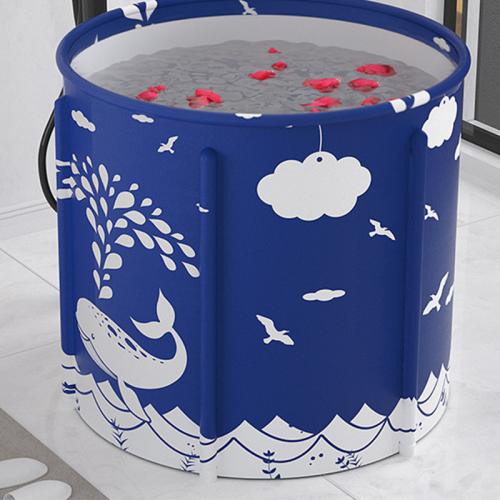 Coton perle & Pvc & Oxford Baignoire pliante Bleu pièce