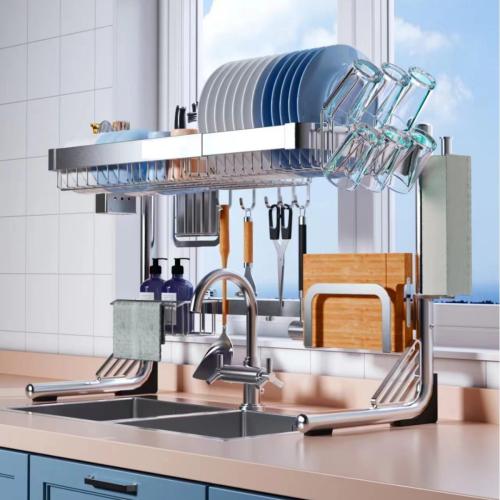 Stainless Steel & Iron Multifunction Kitchen Drain Rack stretchable PC