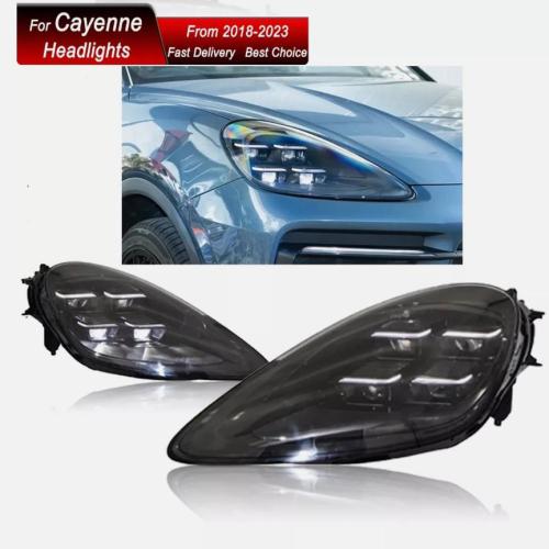 Pair LED Headlights Upgrade For Porsche Cayenne 9Y0 2018-2023 Matrix Front Lamps