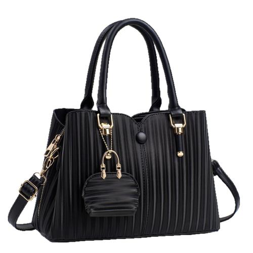 PU Leather Easy Matching Handbag with hanging ornament & attached with hanging strap PC