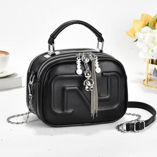 PU Leather Easy Matching Handbag with hanging ornament & attached with hanging strap PC