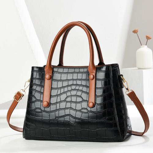 PU Leather Easy Matching Handbag attached with hanging strap crocodile grain PC