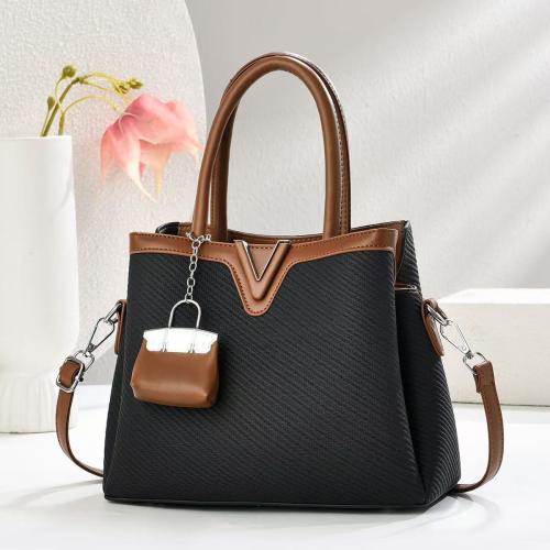 PU Leather Handbag with hanging ornament & attached with hanging strap PC