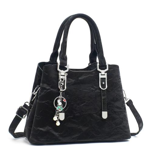 PU Leather Handbag with hanging ornament & attached with hanging strap PC