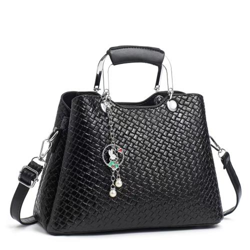 PU Leather Easy Matching Handbag with hanging ornament & attached with hanging strap PC