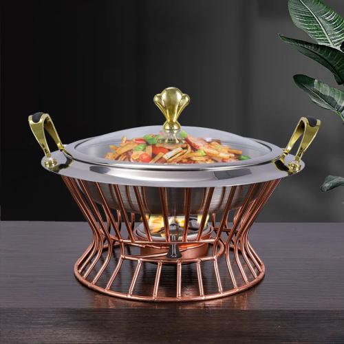 Stainless Steel Pot Portable Alcohol Stove Soup Pot Chafing Dish