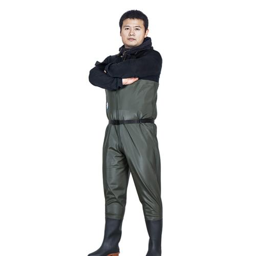 PVC & Knitted Wader Pants thicken & waterproof green Pair