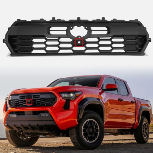 Front Bumper Upper Grille For Toyota Tacoma 2024-2025 Plastic With Camera Hole