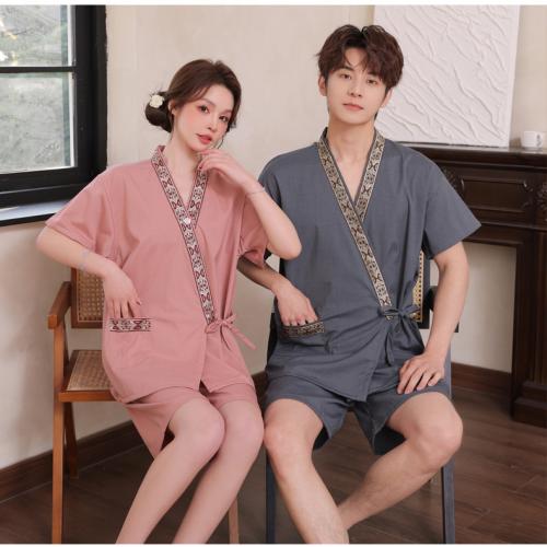 Polyester & Cotton Couple Costume & two piece & loose Set