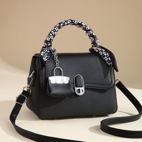 PU Leather Crossbody Bag contrast color & sewing thread PC
