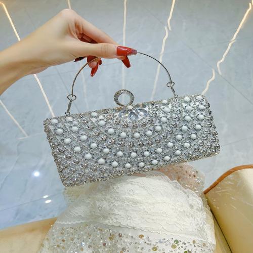 Rhinestone & Polyester Pleat & Easy Matching Clutch Bag with chain PC