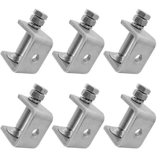 6 Pcs Small C Clamps Heavy Duty C Clamp Stainless Steel With Stable Wide NEW