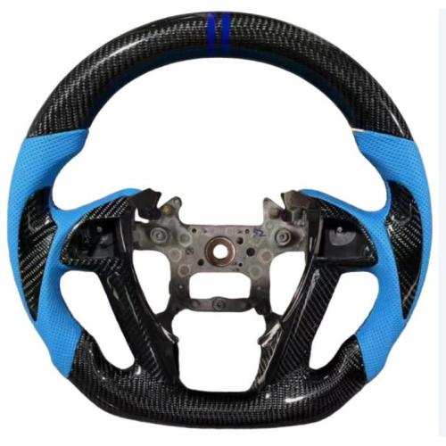Carbon fiber Blue Perforated Leather Steering Wheel For HondaAccord8th 2008-2012