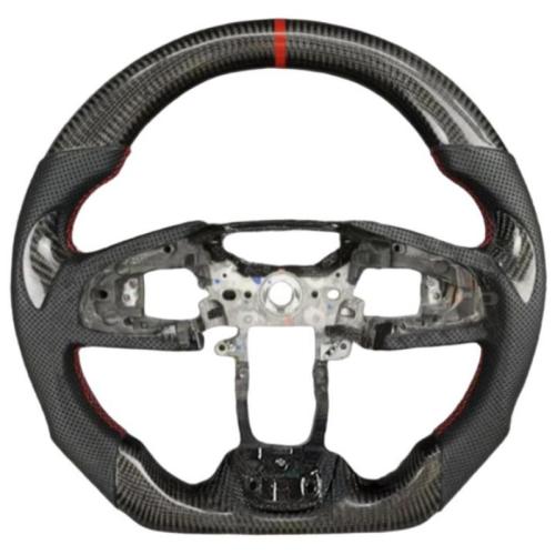 Customized Carbon Fiber Black Leather Steering Wheel for Honda Civic 2016-2021