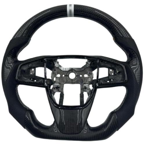 Customized Black Carbon Fiber White stitch Steering Wheel for 2019 Honda CRV