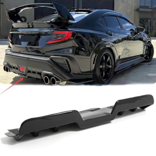 Rear Bumper Lip Diffuser for Subaru WRX VB 2022-2025 ABS HT Style Shark Fin Rear Splitter Diffuser (Glossy Black)