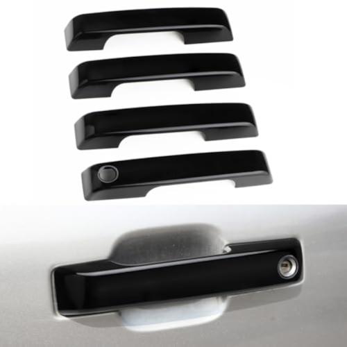 Exterior Door Handle Cover for Ford F150 2021-2024 Door Handle Protector Trim (with Key Hole Glossy Black)