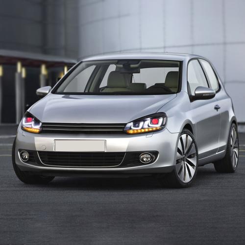 Red Headlights W/Sequential For VW Golf VI 6 MK6 /GTI 2008-2013