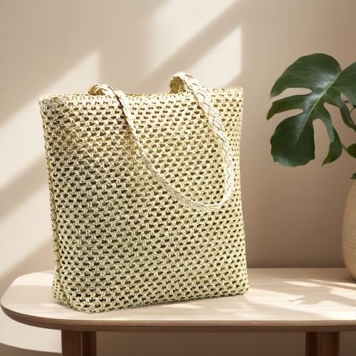 Paper & Straw Weave Woven Tote large capacity PC