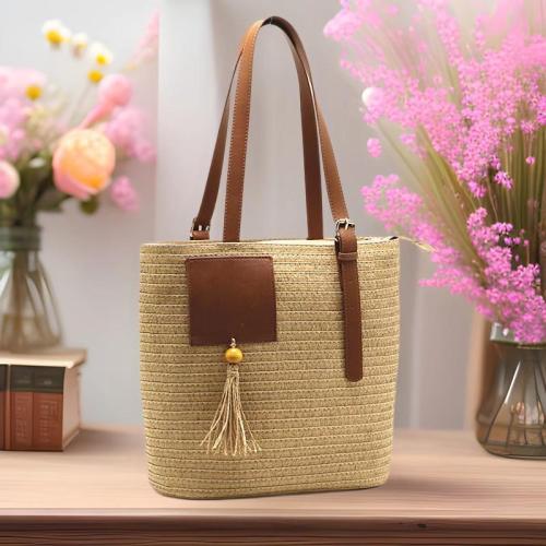 Paper & Straw Tassels Woven Shoulder Bag PC