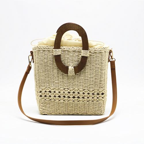 Straw Box Bag Woven Tote hollow PC