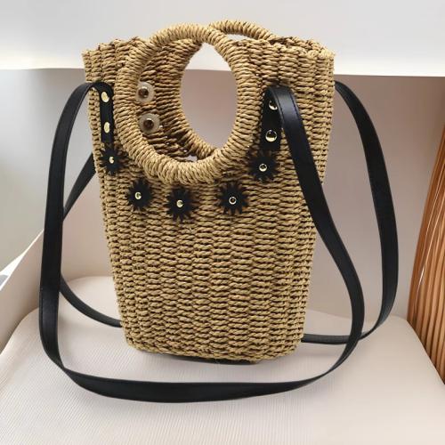 Paper & Straw Box Bag Woven Shoulder Bag sewing thread PC