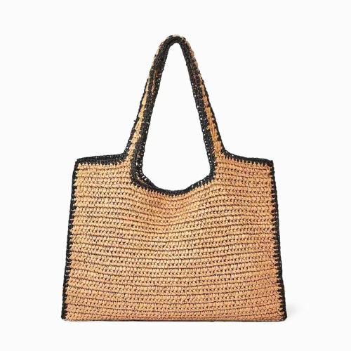 Straw Beach Bag Woven Shoulder Bag camel PC