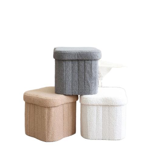 Medium Density Fiberboard & Berber Fleece Storage Stool durable Solid PC