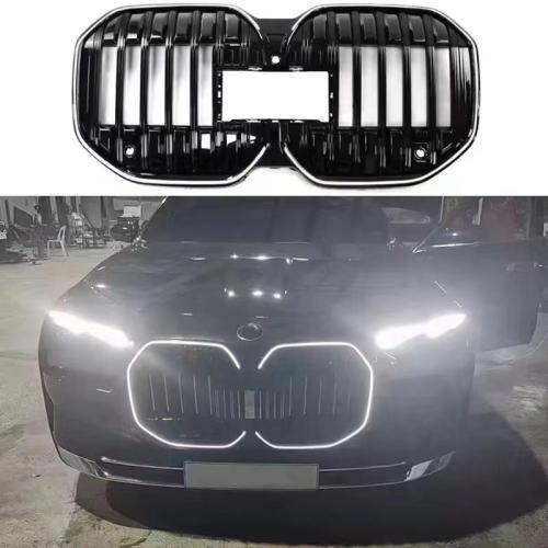 Glossy Black Front Bumper Grill Grille LED Light Fits For BMW 7 Series G70 2023 2024