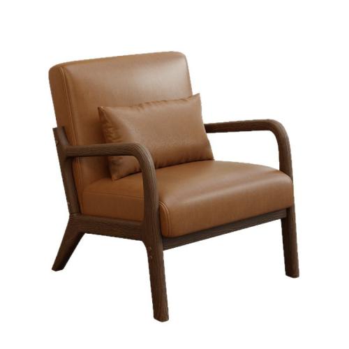 Waxed Leather & Sponge & Solid Wood Casual House Chair printed PC