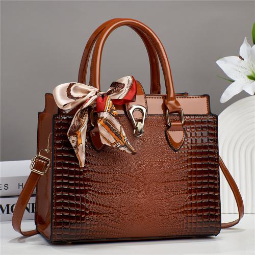 PU Leather with silk scarf & Easy Matching Handbag large capacity crocodile grain PC