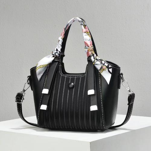 PU Leather with silk scarf & Easy Matching Handbag large capacity & waterproof PC