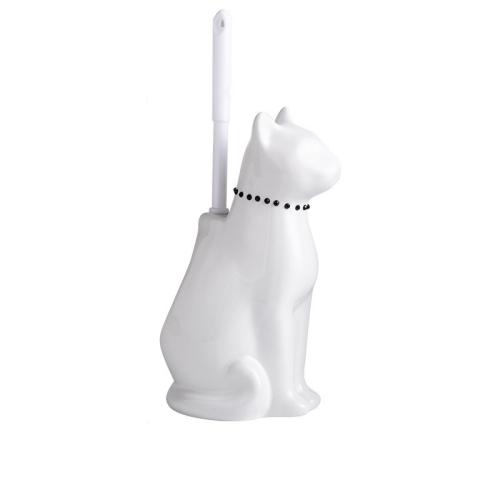 Ceramics & Plastic Toilet Brush durable Solid white and black Set