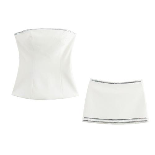 Poliéster Juego de vestidos de dos piezas, blanco,  Conjunto