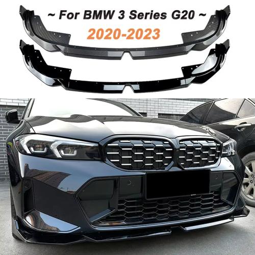 Car Front Bumper Splitter Lip Body Kit Spoiler Diffuser For BMW 3 Series G20 LCI M Sport 320i 325i 2023+