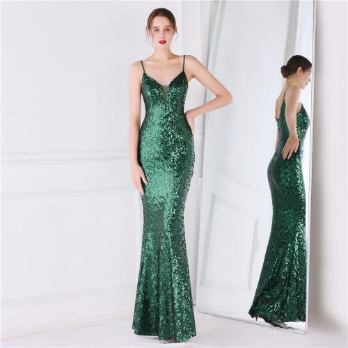 Cotton Slim Long Evening Dress Sequin PC