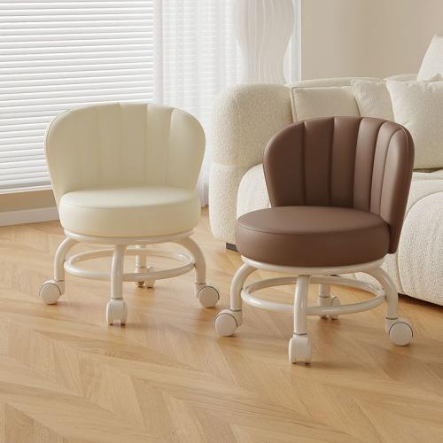 Carbon Steel & Sponge & PU Leather Stool with caster PC