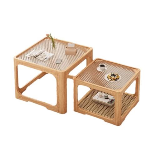 Toughened Glass & Solid Wood Tea Table durable PC