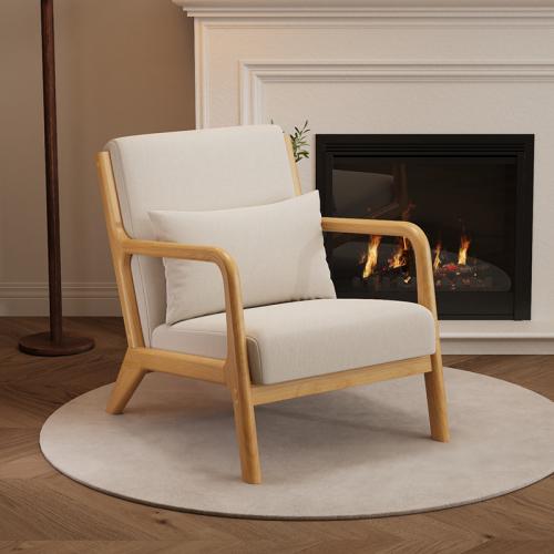 Solid Wood & PU Leather & Cotton Linen single Casual House Chair PC