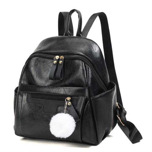 PU Leather Backpack sewing thread & with fur ball PC