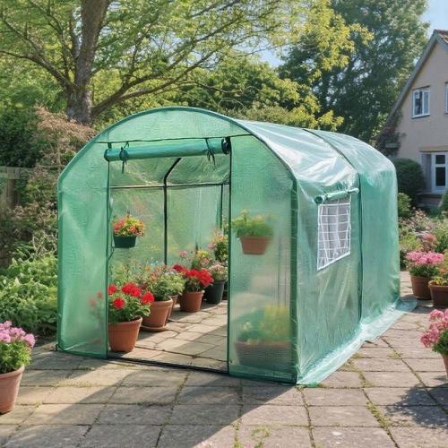 Steel Tube & PVC & Plastic heat preservation Greenhouse waterproof Solid green Set