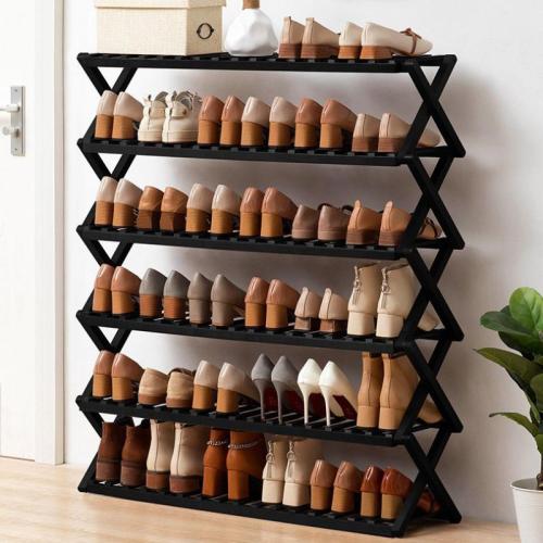 Moso Bamboo foldable Shoes Rack Organizer durable Solid PC
