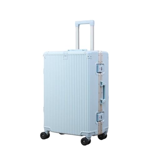 ABS Suitcase with password lock & hardwearing Aluminium & Polyester striped PC