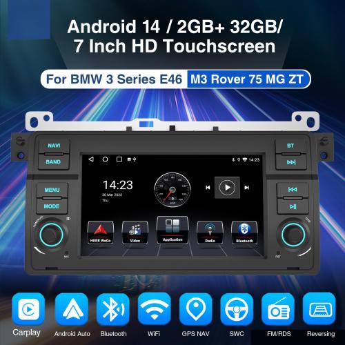 Apple Carplay For BMW  E46 1998-2006 7 inch Car Stereo Radio Touch Screen+AHD