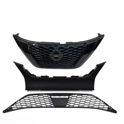 For Nissan Murano 19-23 Gloss Black Front Upper Lower Grille/Bumper Face Bar Trim Step Pad