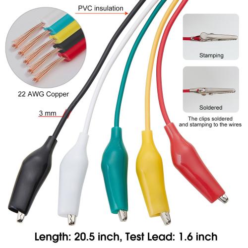  20 Pcs Electrical Jumper Cables Test Leads with Alligator Clips for Circuit 