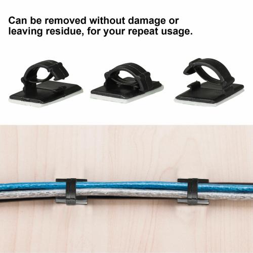 100Pcs Cable Clips Self-Adhesive Cord Wire Holder Management Organizer Clamp