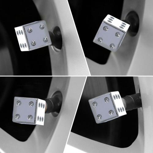 4x Chrome Dice Car/Truck Valve Stem Caps Air Wheel Tire Covers Universal Silver